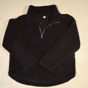 Black Sherpa Quarter-Zip Pullover